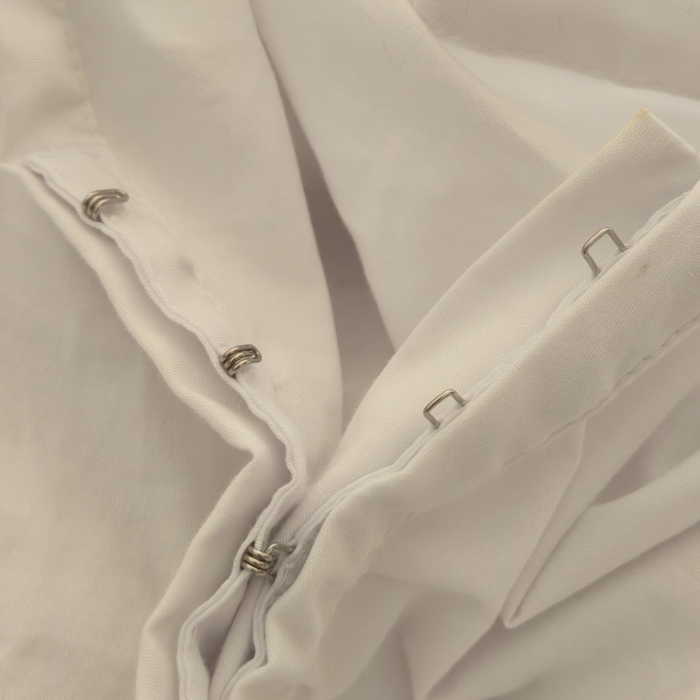 Ricki's Sz 18 White Mandarin Collar Ruched V-Neck Puff Sleeve Blouse Minimalist - Picture 14 of 16